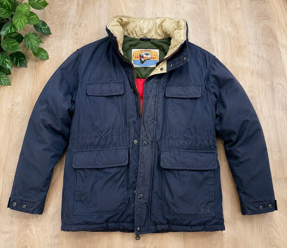 VTG Wm. Barry Struggle Gear Down Puffer Jacket Men's Large Navy Goose Down...